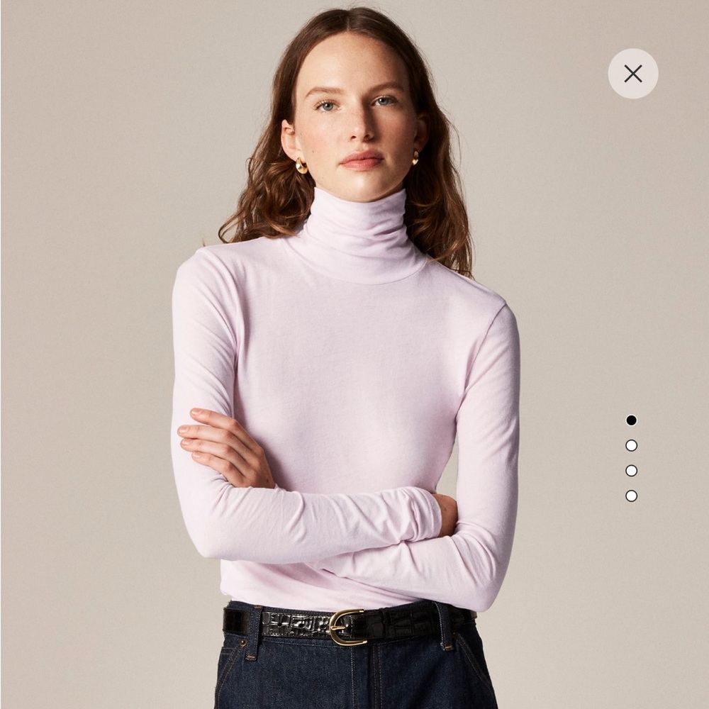 NWT J. Crew Feather Jersey Turtleneck Long Sleeve Top Light Pink Size XS